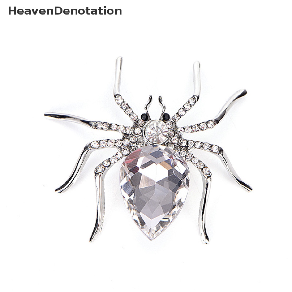 [HeavenDenotation] White Spider Silver Plated Fashion Brooches Jewelry Elegant Crystal Brooch Pin