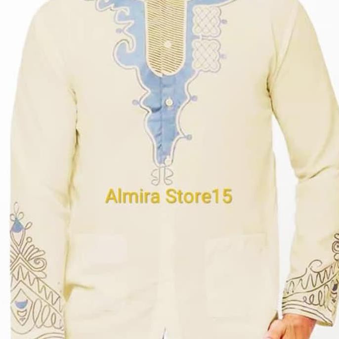 Baju Koko Black Panther Pria Merk Okechuku Motof Printing - Putih