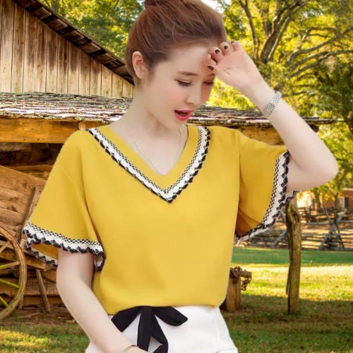 BISA COD BAJU BLOUSE TANGAN PENDEK CEWEK CEWE LENGAN PENDEK STYLE WANITA KOREA BLUS CANTIK TERBARU