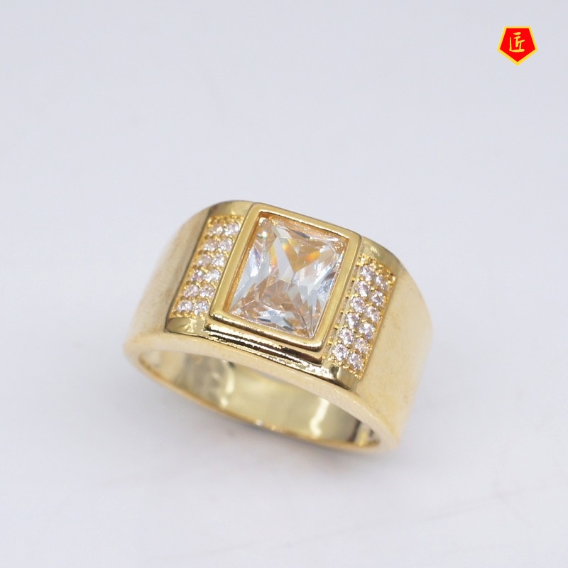 [Ready Stock]18K Gold Inlaid Moissanite Couple Ring