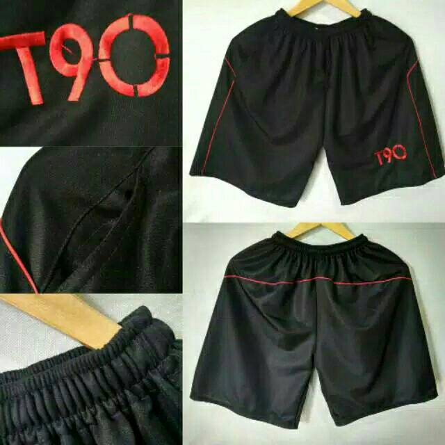 CELANA PENDEK OLAHRAGA PRIA HITAM T90 ORI - TRAINING JOGGING SPORT MURAH