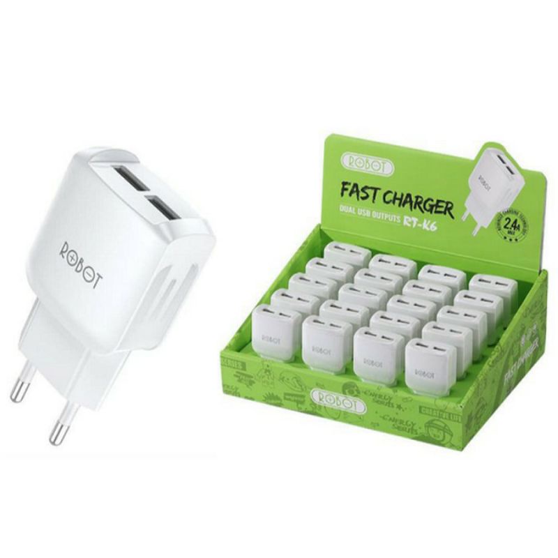 Charger Robot RT-K6 2.4A Batok Charger Adaptor Isi 20 Pcs ORIGINAL