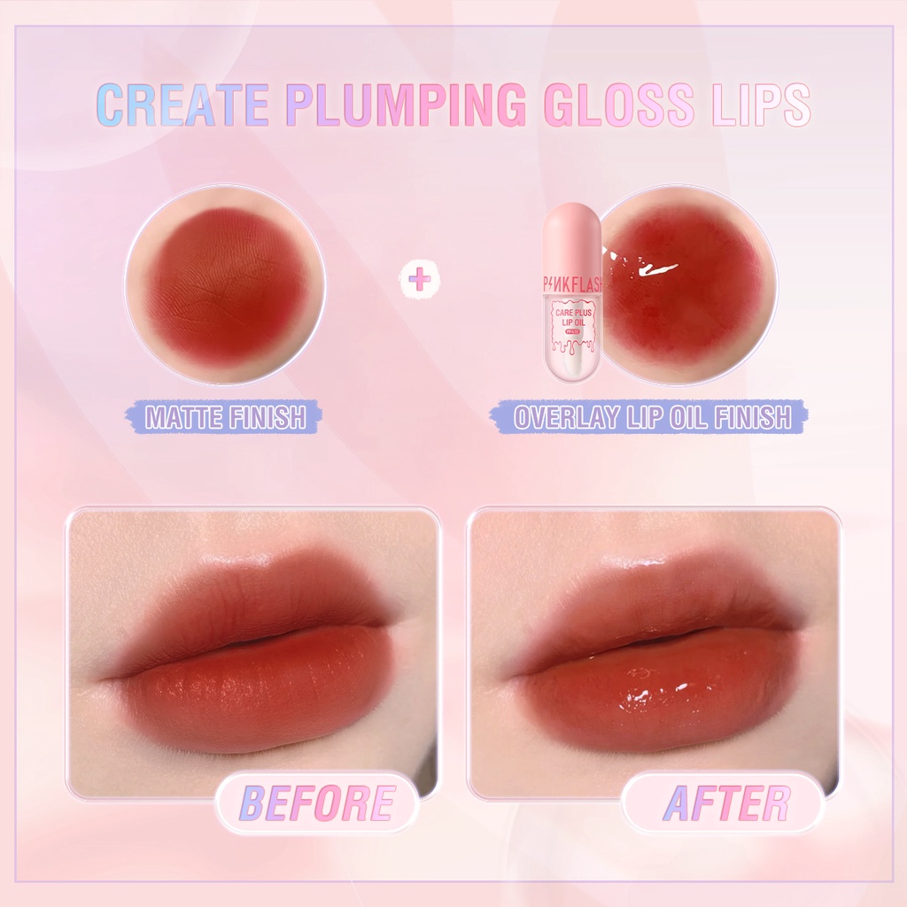 PINKFLASH  Repair Nourish Lip Oil Lip Balm Moisturizing Lip Gloss Lip Plumper Reduce Wrinkles Multi-uses