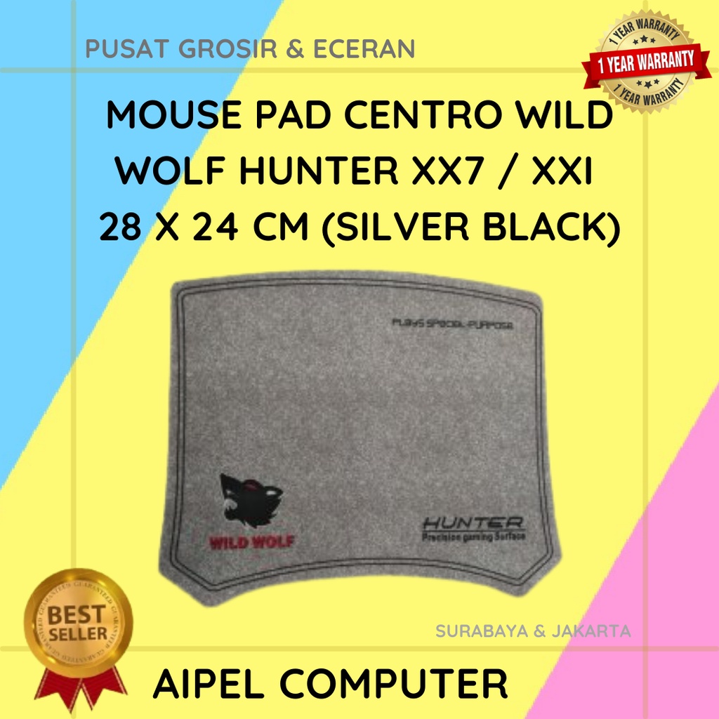 HUNTER  MOUSE PAD CENTRO WILD WOLF HUNTER XX7  XXI 28 X 24 CM SILVER BLACK