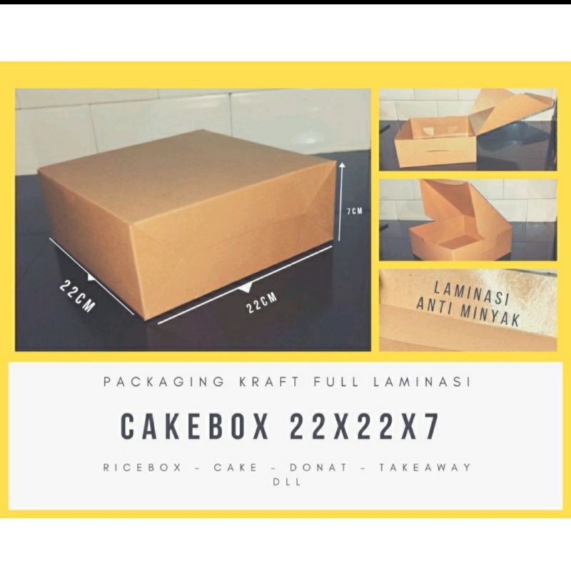 

(10PCS) BOX KUE 22X22 DUS BOLU 22 KRAFT LAMINASI