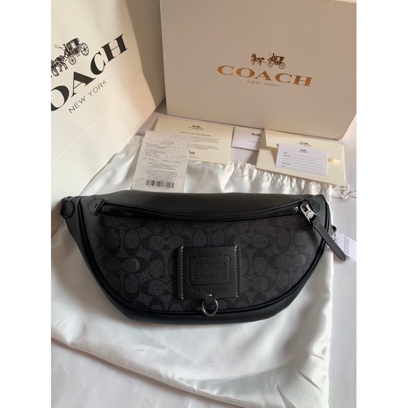 tas waistbag pria cowok coach signature black original