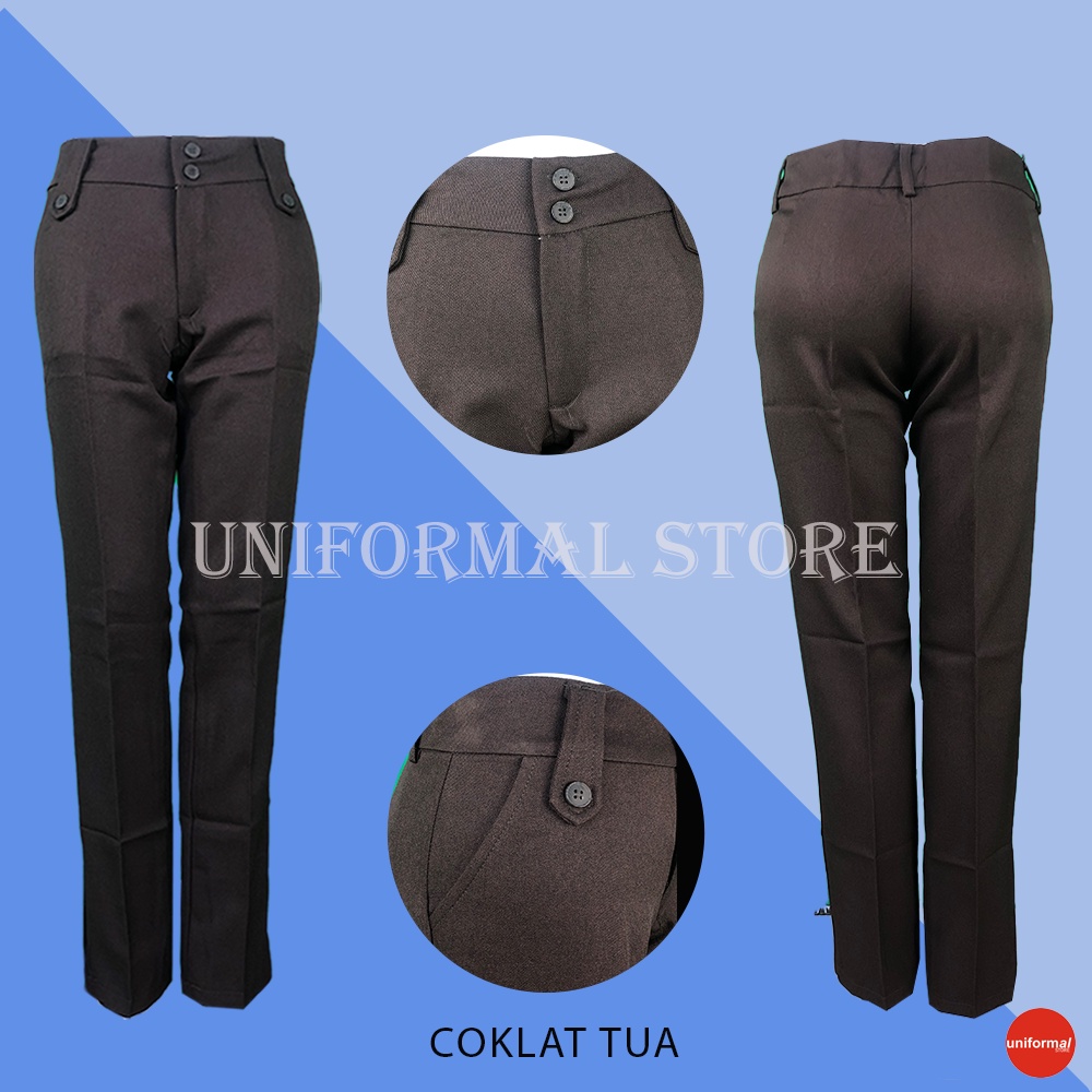 Celana Bahan Kantor Formal Kerja Wanita KANCING PINGGANG Slim Fit High Waist Big size Wanita Kantoran / Celana Perempuan Kerja Katun Warna Hitam / Cream / Krem / Coklat / Cokelat / Mocca / Abu / Navy / Size S M L XL XXL XXXL XXXXL XXXXXL / JUMBO 3L 4L 5L