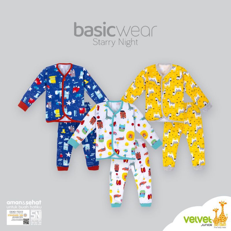 Velvet Junior Setelan Baju Kancing Tengah Lengan Panjang + Celana Panjang