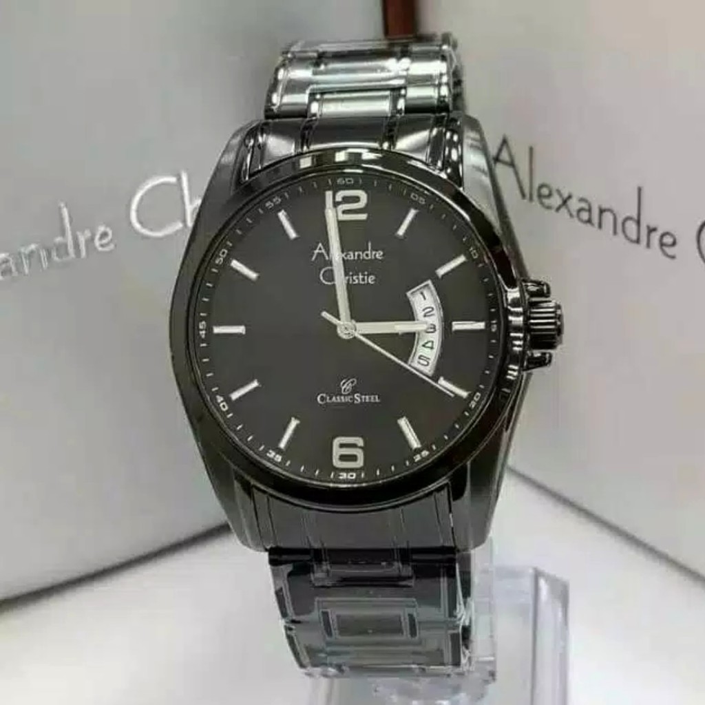 Alexandre Christie 100% Original ac8289 Jam Tangan pria full black