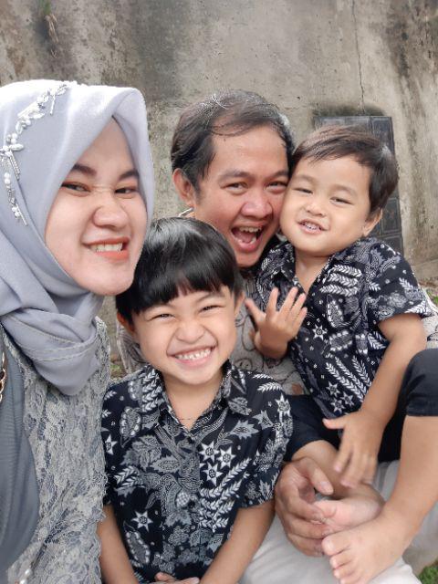 Couple Ayah Anak Batik Manggar Abu Abu