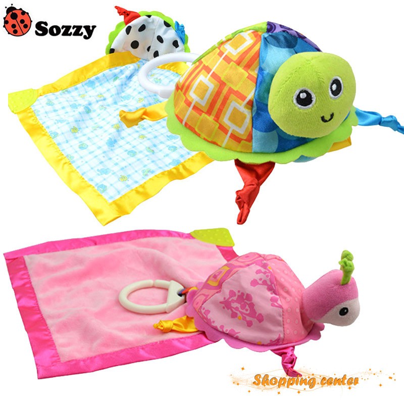 Sozzy Mainan Boneka Teether Plush Handuk Kura-Kura / Penyu untuk Bayi bisa digantung di Stroller
