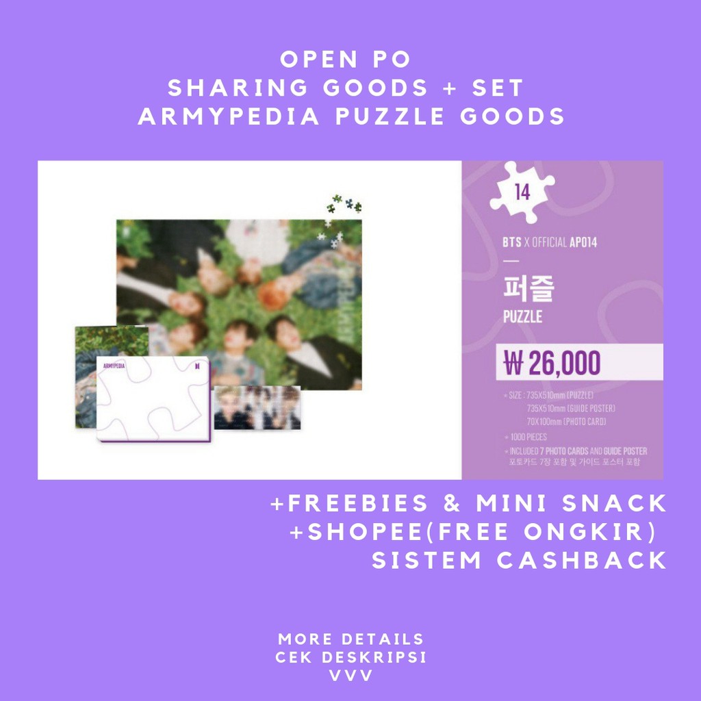 [OPEN PO] BTS - ARMYPEDIA MERCH PUZZLE(PHOTOCARDS,GUIDE POSTER) SHARING GOODS + SET