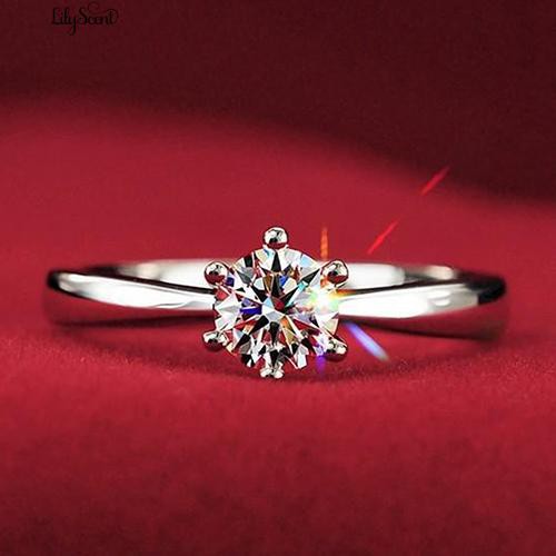 [Bayar Di Tempat]Wo Clear Zircon Tergabung Wedding Bridal Engaget Party Jewelry Ring Ukuran 6-9