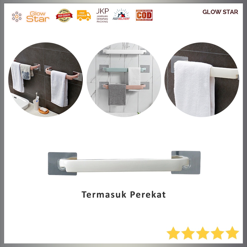 Rak Gantungan Dapur Handuk Kamar Mandi Bathroom Towel Holder Hook 43CM Perekat