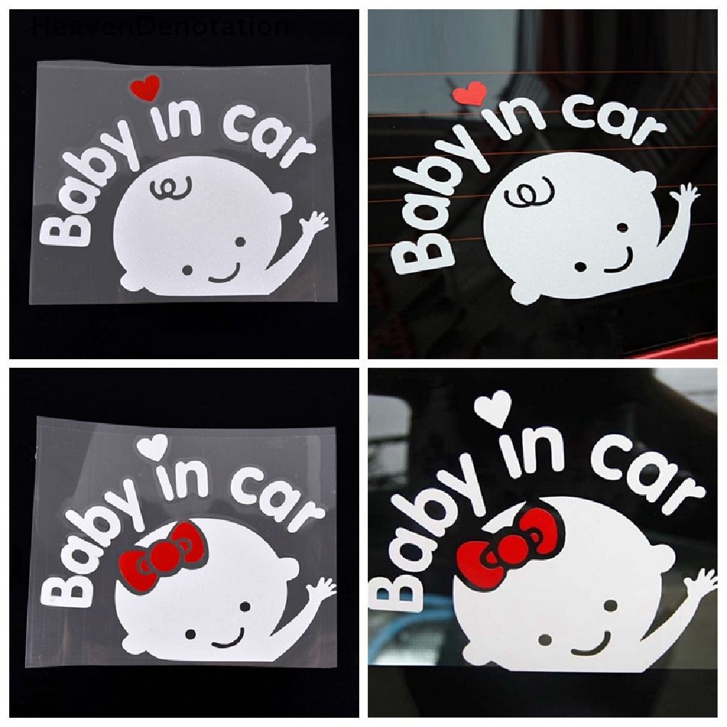 (Heavendenotation) Stiker Reflektif Motif Kartun Bayi Dalam Mobil