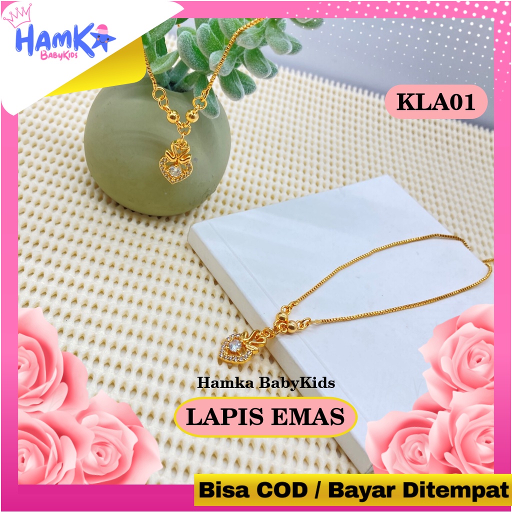 Perhiasan Kalung Anak Perempuan Xuping Lapis Emas Motif Hati KLA01.05.07 Anti Karat Bayi Titanium