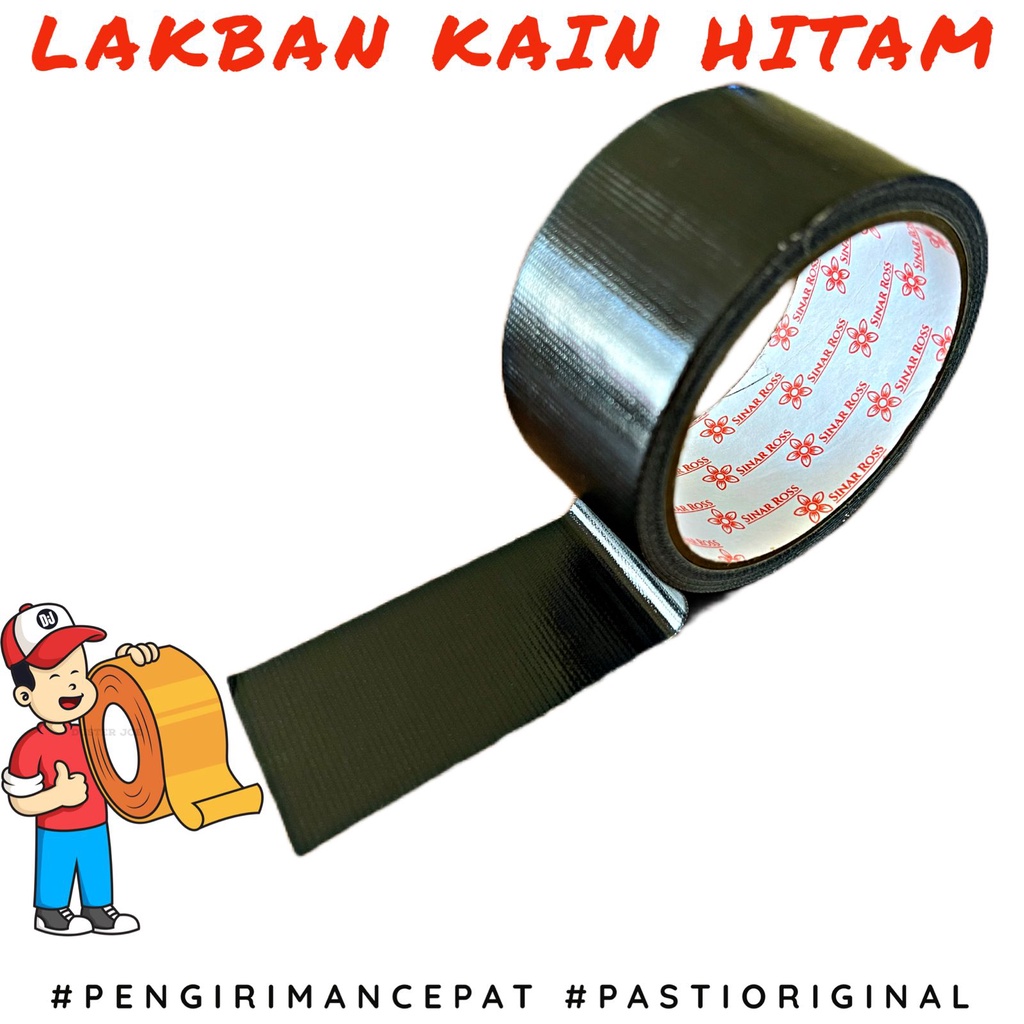 

[PER 1 DUS] Lakban Kain Hitam 2 inch 45mm 10 Yard Cloth Tape Hitam Sinar Ross (1 DUS ISI 72 ROL)