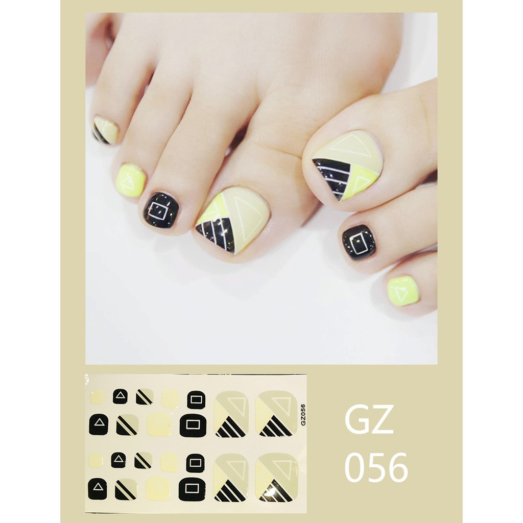 GZ Stiker kaki kuku 3D Kartun Motif Stiker Kuku Gambar Hiasan kuku Glitter Toenail Sticker 22PCS