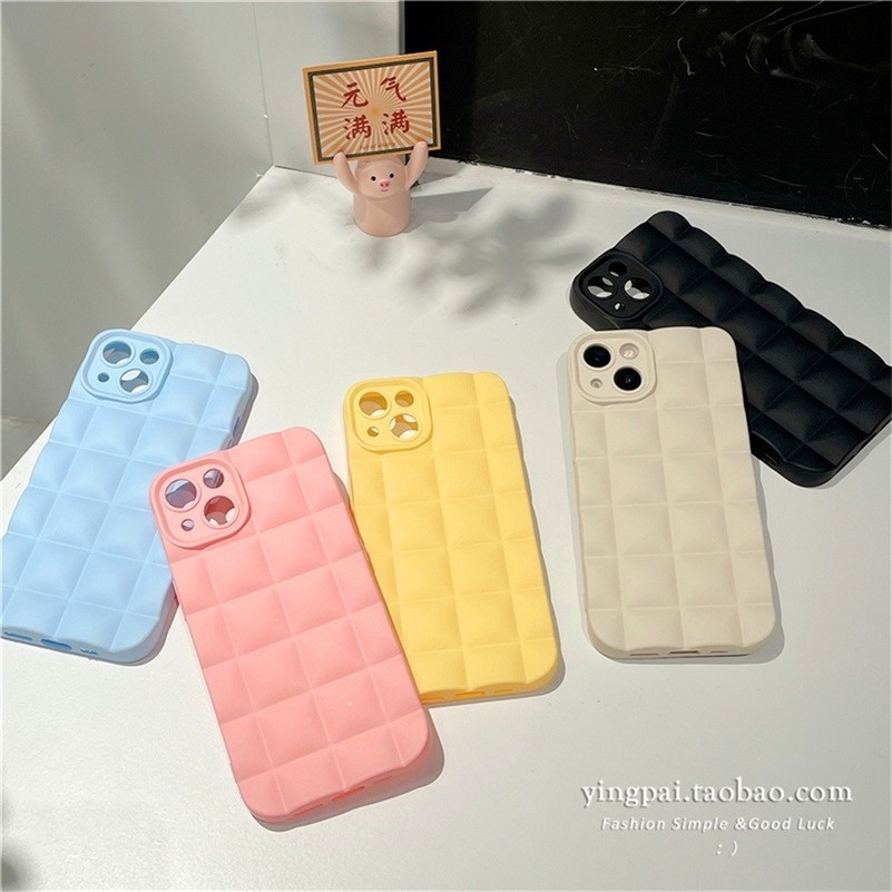 Soft Case Pelindung Kamera Bahan Silikon Bentuk Persegi 3D Warna Solid Untuk IPhone 14 13 12 11 Pro Max SE 2020 Xr X Xs Max 7 8 6 6s Plus