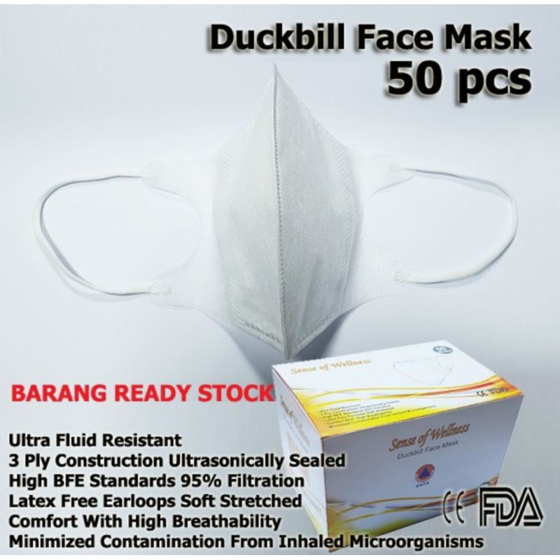 Masker Duckbill 3Ply Isi 50 Disposable Duckbill Earloop - Masker Medis Surgical Mask