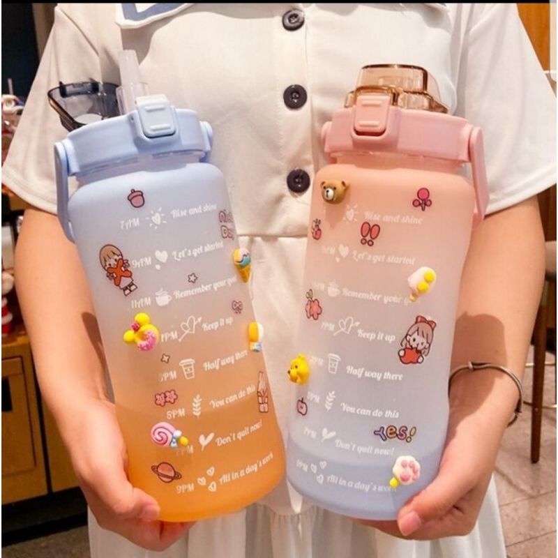 [FREE  BUBBLE WRAP] Botol Air Minum Kekinian Viral 2 liter/ botol minum Gemoy Termurah/ Botol minum 