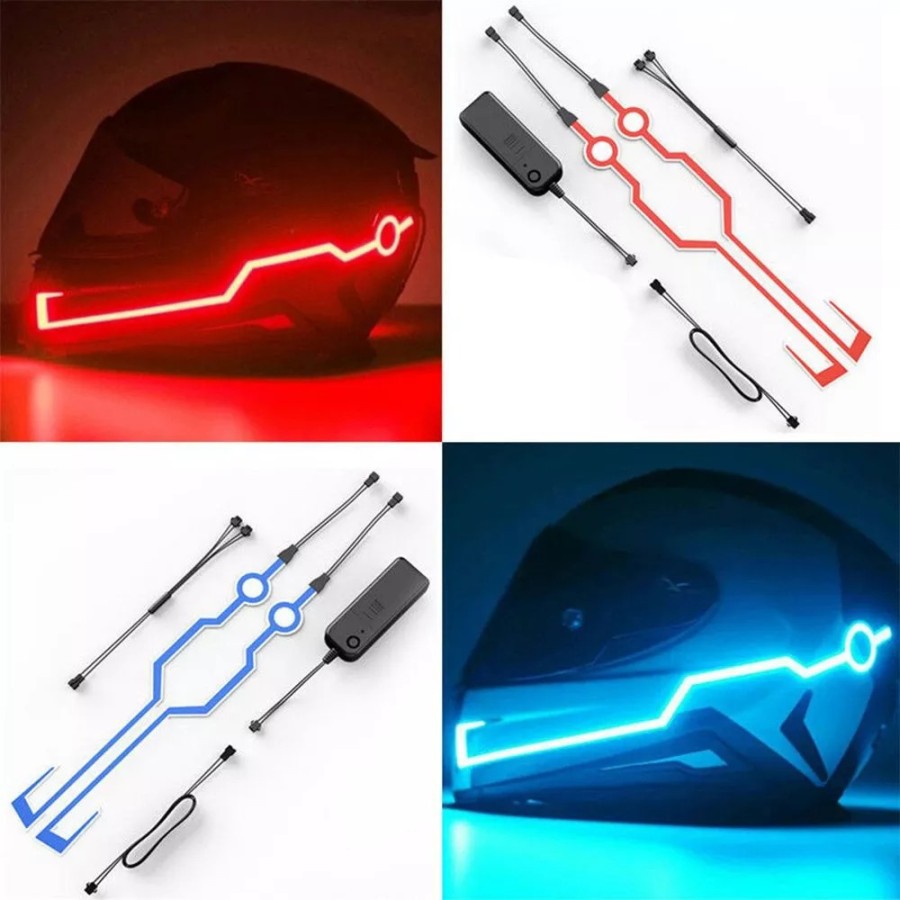 Helm Lampu LED Sein Strip Tahan Air untuk Motor universal Set Stiker Lampu Led Strip Helm Motor Safety Warning Malam Helmet tron