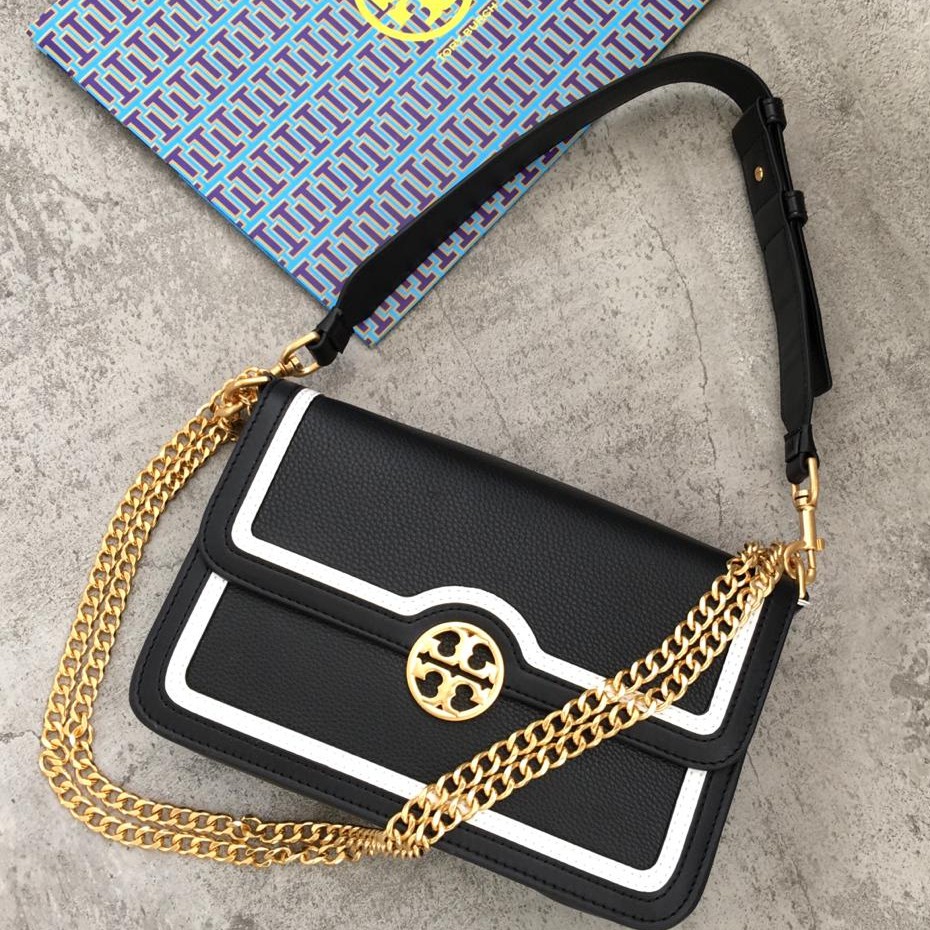 Tas Tory Burch Chelsea Color Block Convertible Shoulder Bag Hitam ORI Medium Kecil Cewek Kado Pesta