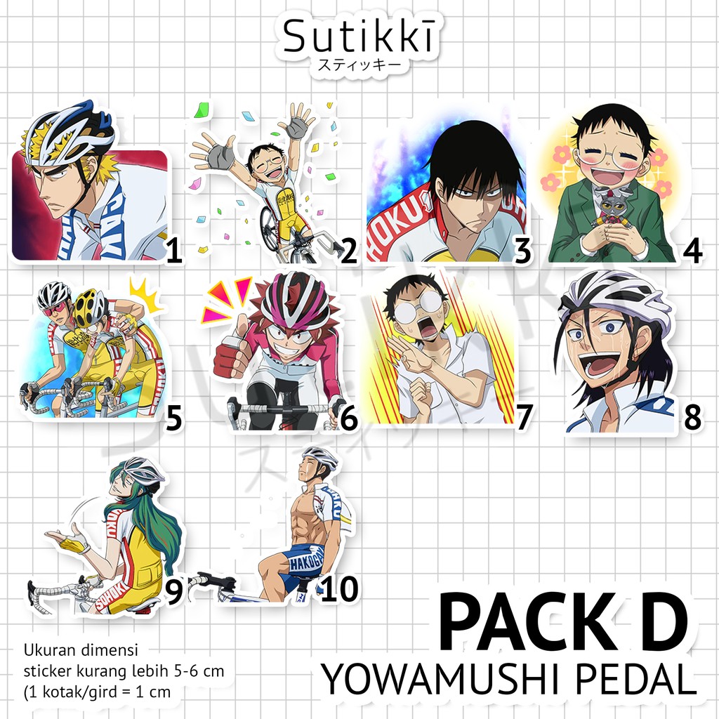 Sutikki | Sticker Pack Yowamushi Pedal Mood |  Die Cut Vinyl Stiker Laptop Gambar Tempel Anime Manga