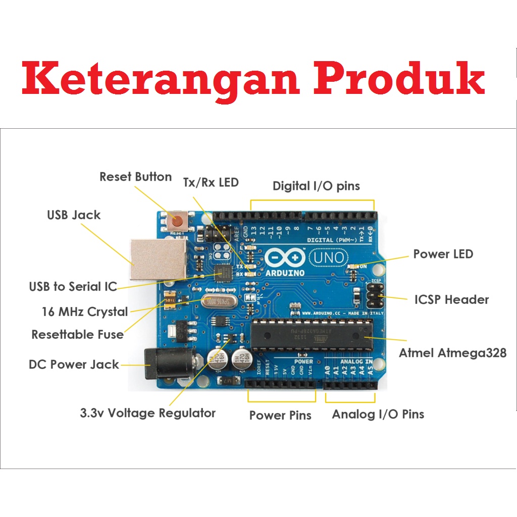 [HAEBOT] Arduinoo Uno R3 DIP SMD Atmega328p u tanpa Kabel Mikrokontroller Module Papan Clone Controller IC