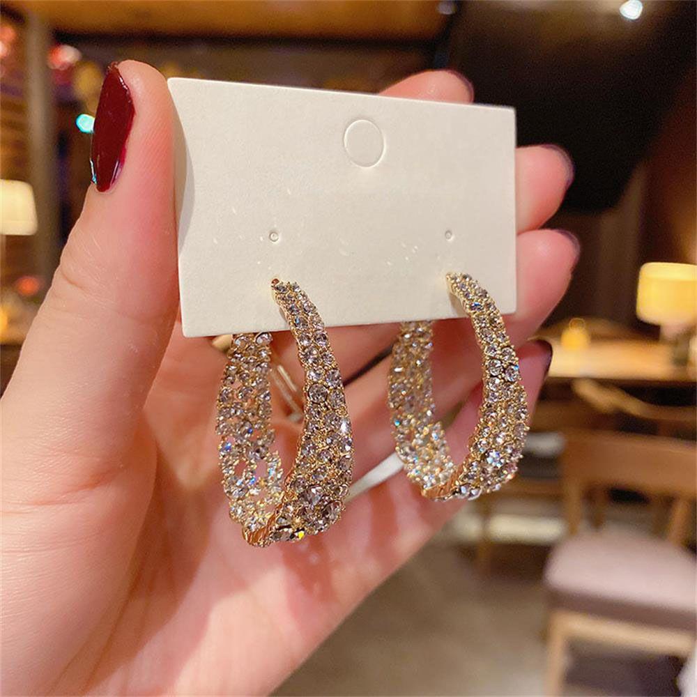 Top Full Kristal Hoop Earrings Desain Baru Aksesoris Fashion Hadiah Hari Valentine Hoop Menjuntai Stud