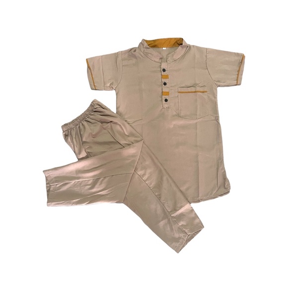 KOKO KURTA ANAK KANCING USIA 1-10 TAHUN-KANCING COKLAT SUSU