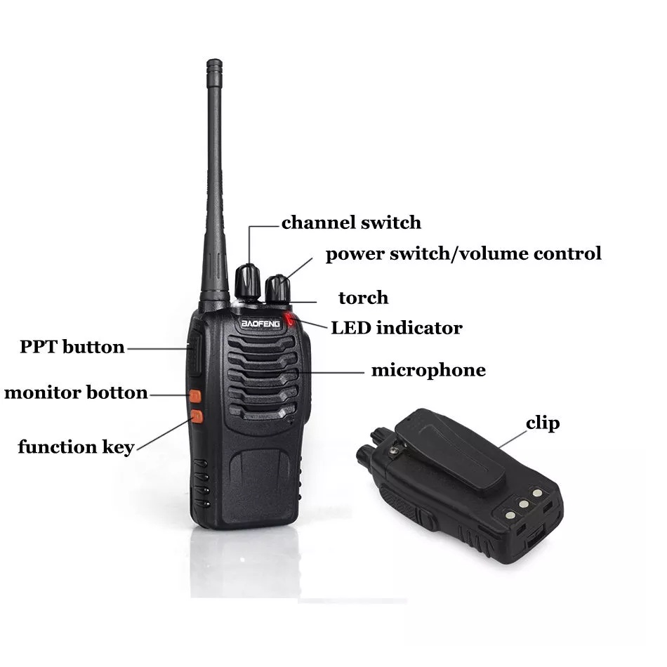 HT BF888s Radio Jarak Jauh Handy Talky Walky Talky UHF Jarak  + Earset 2 Unit