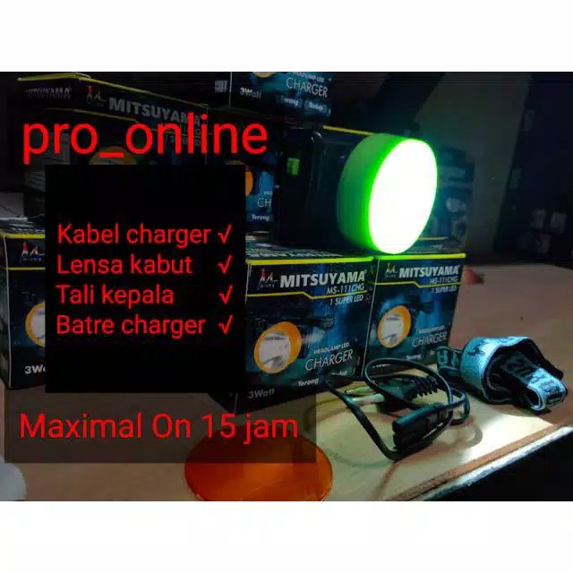 [Bisa COD] Headlamp 3 Watt Super irit dan terang. sudah ada batrai dan charger Tahan 15 jam Maximal