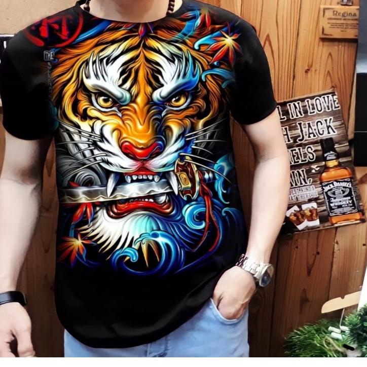 Bagus Banget.. Kaos distro Pria Motif macan / kaos pria Gambar macan / baju macan pria / baju macan 