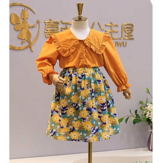 SETELAN ANAK CEWEK IMPORT / BAJU ROK MOTIF YELLOW FLOWER