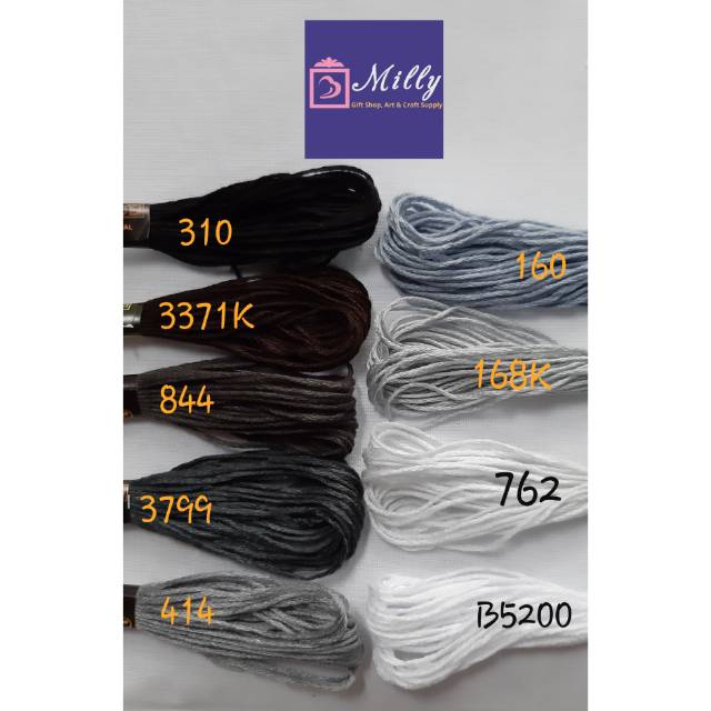 Benang sulam hitam-putih BN02