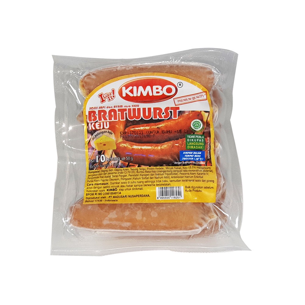 Kimbo Mini Bratwurst Keju 500gr isi 10 | Mini Cheese Bratwurst Sausage