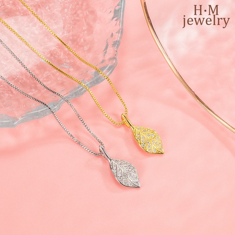 Kalung Rantai Liontin Daun Hias Berlian Imitasi Mewah Untuk Wanita 2022