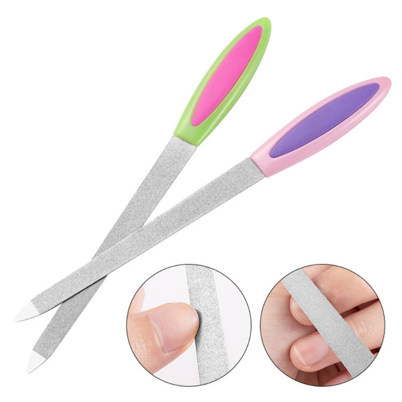 Alat Kikir Kuku Dua Sisi Bahan Stainless Steel Metal Dengan Gagang Anti slip Untuk Manicure Pedicure