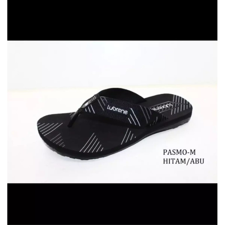 LUBRENE PASMO HITAM ABU/sandal Lubrene pasmo keren/sandal jepit pria