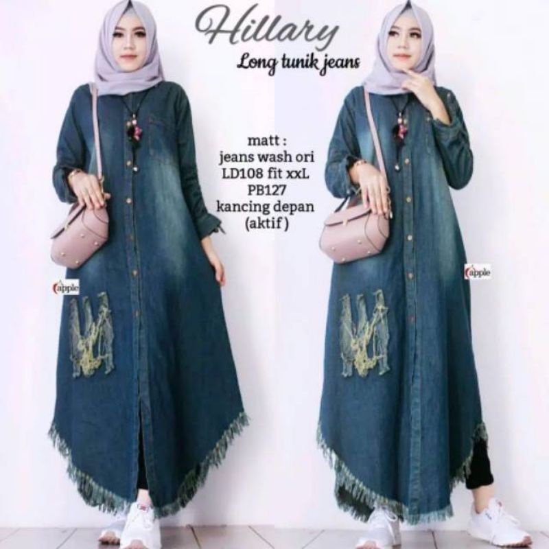 LONG TUNIK JEANS WANITA TERBARU  | TUNIK DENIM KEKINIAN | RAYZA/HILLARY/JESICA/NINEA