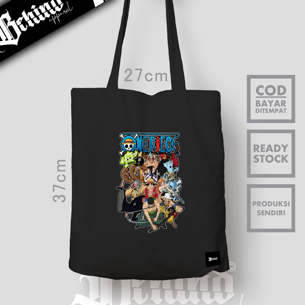 TOTE  BAG ANIME  CREW ONE PIECE SEMI KANVAS D500 ONE PIECE  ANIME JEPANG