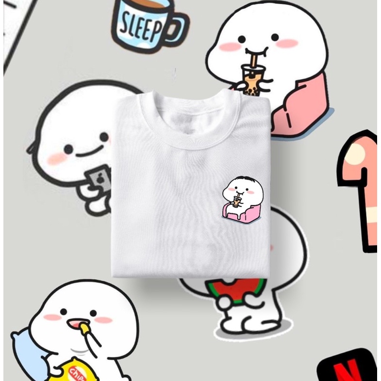 Kaos Baju Pentol Boba Pentol Series Cotton Combed Kaos Pria Wanita Pentol Lucu Quby Sticker