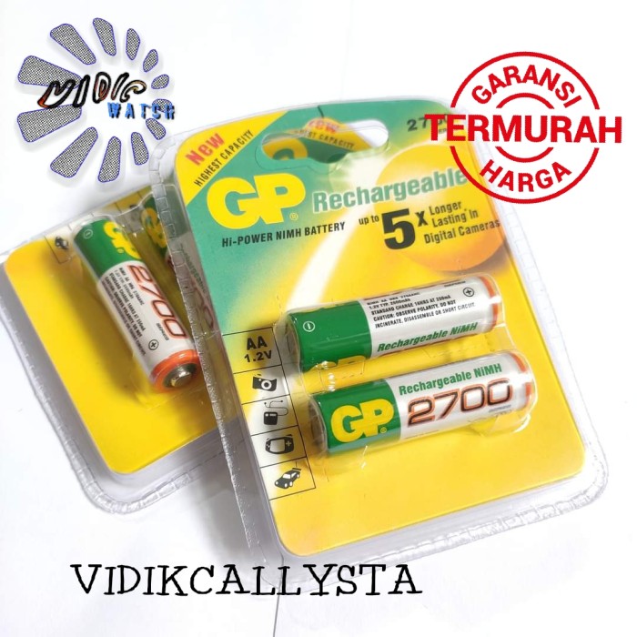 ASLI batu Battery baterai A2 AA GP 2700 isi ulang Rechargeable