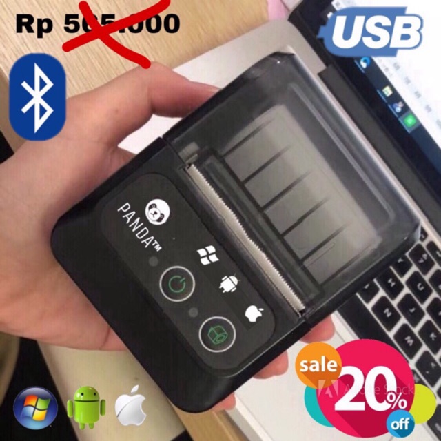 MINI PORTABLE/MOBILE RECIEPT POS PRINTER PANDA PRJ-58B 58MM KERTAS KASIR/PPOB THERMAL(USB+BLUETOOTH)