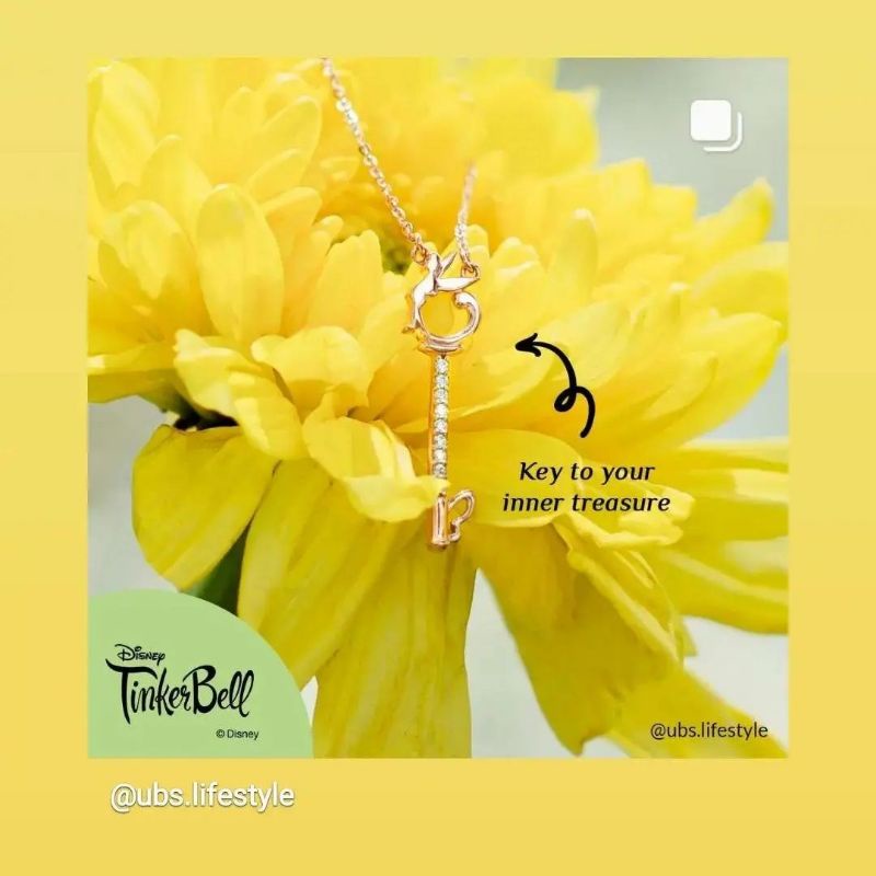 Kalung, giwang anting tusuk, cincin Tinkerbell UBS kadar 8K 375