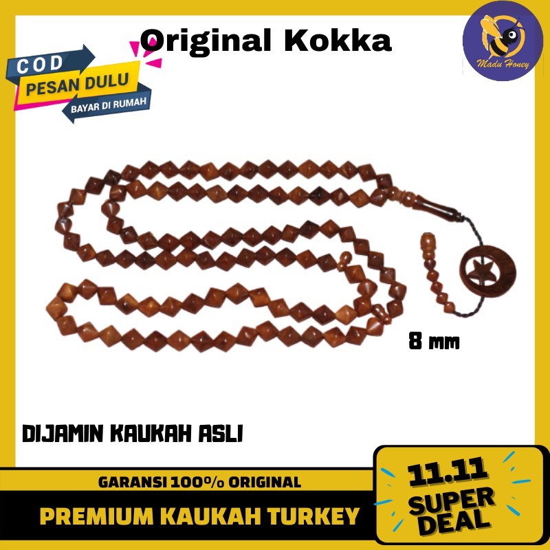 Tasbih Kaukah Kaokah Kokka 99 Butir Wajik Bulan Bintang Tasbih Kayu Koka Original