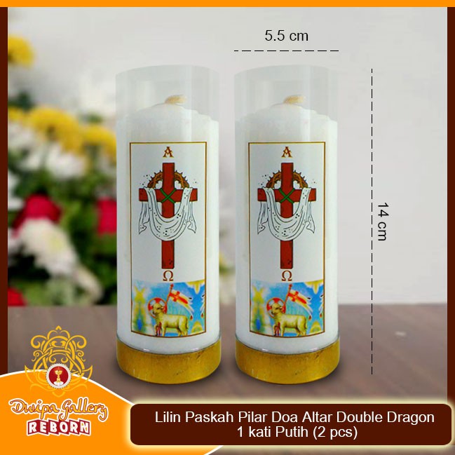 Lilin/Candle Puja Paskah Pilar Doa Altar DD 1 kati Putih (2 pcs)