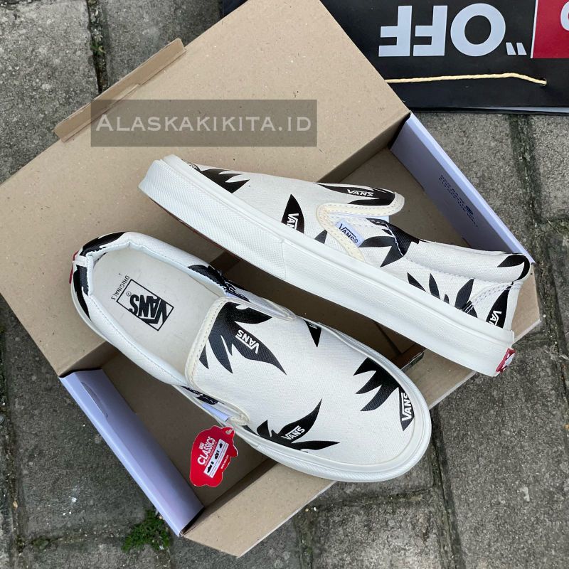 SEPATU VANS SLIP ON TERBARU + KAOS KAKI / vans slip-on RASTA cream black premium quality