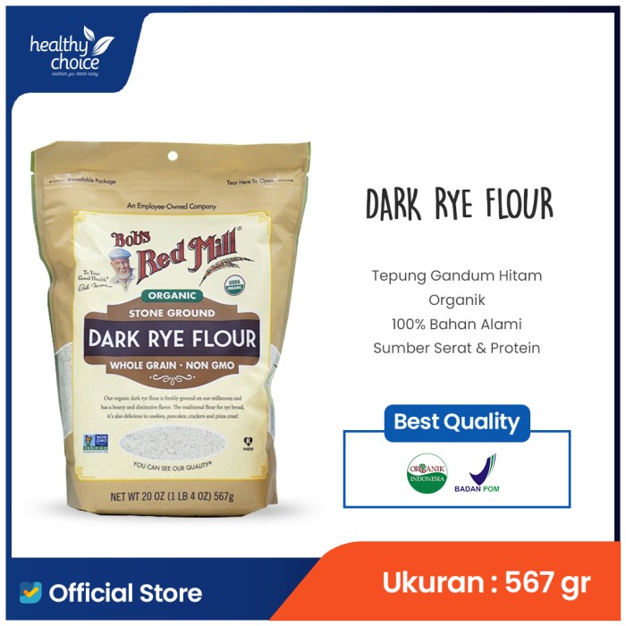 

✨COD✨ Bob's Red Mill Organic Whole Grain Dark Rye Flour 623 gr